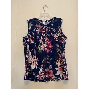 Women’s Tank Top ! Per Seption Concept Size L Blue Floral
